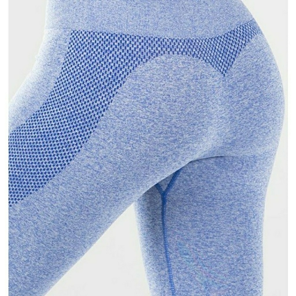NEW - BLUE STRETCH MESH PANEL WORKOUT LEGGINGS - Picture 5 of 5